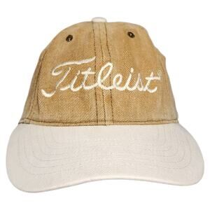 Titleist DCI Golf Hat Adjustable Strapback Woven Canvas Beige Golfing